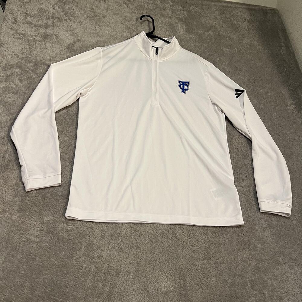 Adidas Pullover Mens Medium White 1/4 Zip Trinity Christian Academy Jacksonville